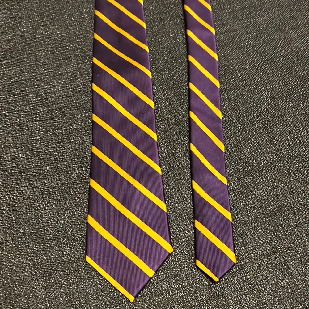 Bruno Piattelli Silk Striped Tie in Purple and Yellow